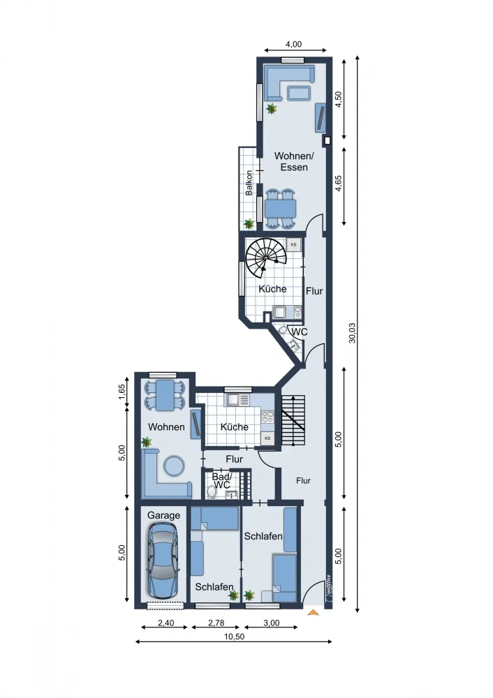 Grundriss Erdgeschoswohnung Anbau