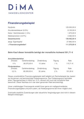 2-Zimmer-Wohnung in MG-Hockstein Achtung Förderdarlehen möglich! Monatliche Rate nur 301,71 € - Finanzierungsbeispiel