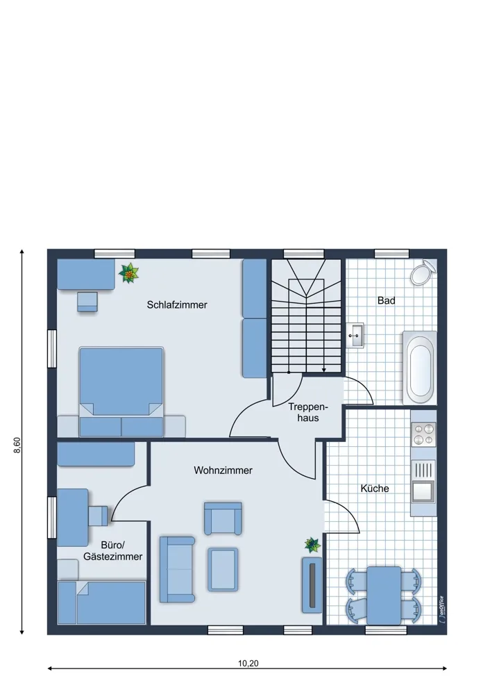 Dachgeschoss mit Schrägen - ca. 68 m²