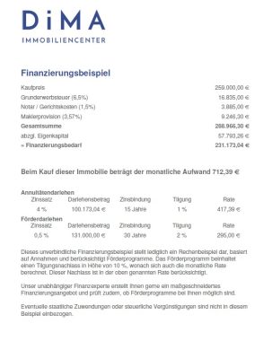 Solide + gepflegte DHH + großem Garten Achtung Förderdarlehen möglich! Monatliche Rate nur 712,39€ - Finanzierungsbeispiel