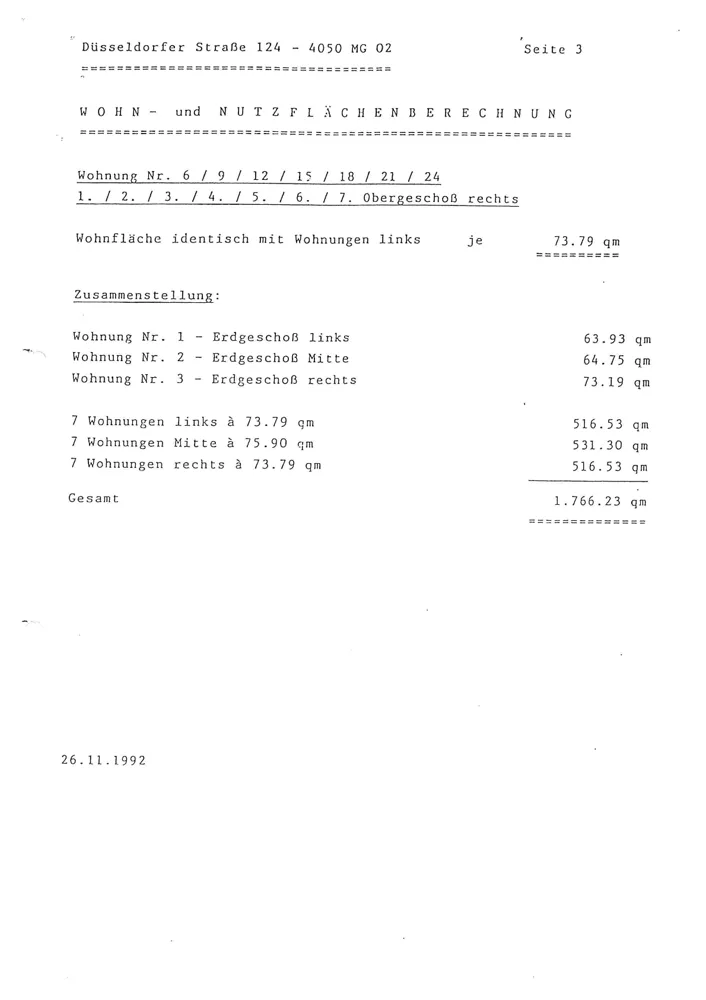 Wohnflächenberechnung Wohnung 2